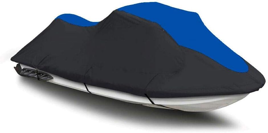 Black/Blue Heavy-Duty Cover Compatible for Yamaha GP760 1997 1998 1999 2000 / GP800 1998 1999 2000 Jet Ski PWC Trailerable Cover 2 Seater