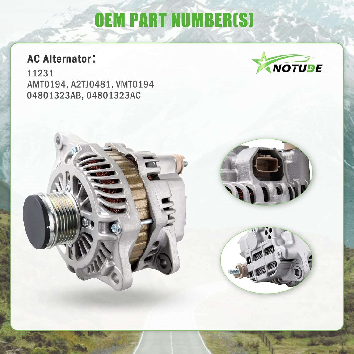 NOTUDE 1PC Alternator for Compass 2007-2016 for Sebring 2007-2010 11231 Vehicle AC Generator