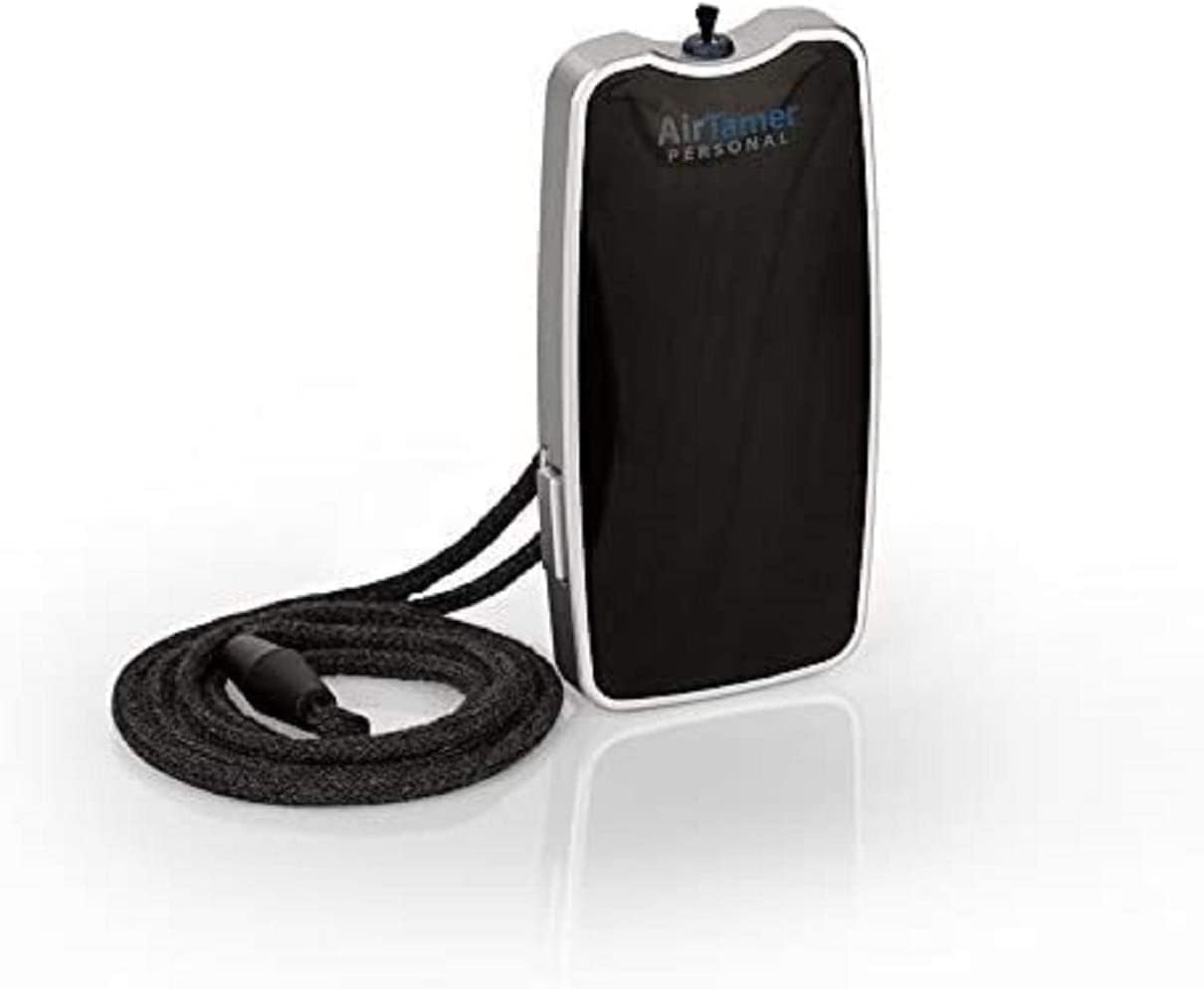 AirTamer A310 Rechargeable Personal Air Purifier, Proven Performance, Virus and Pollutant Tested*, Black with Metal Travel Case