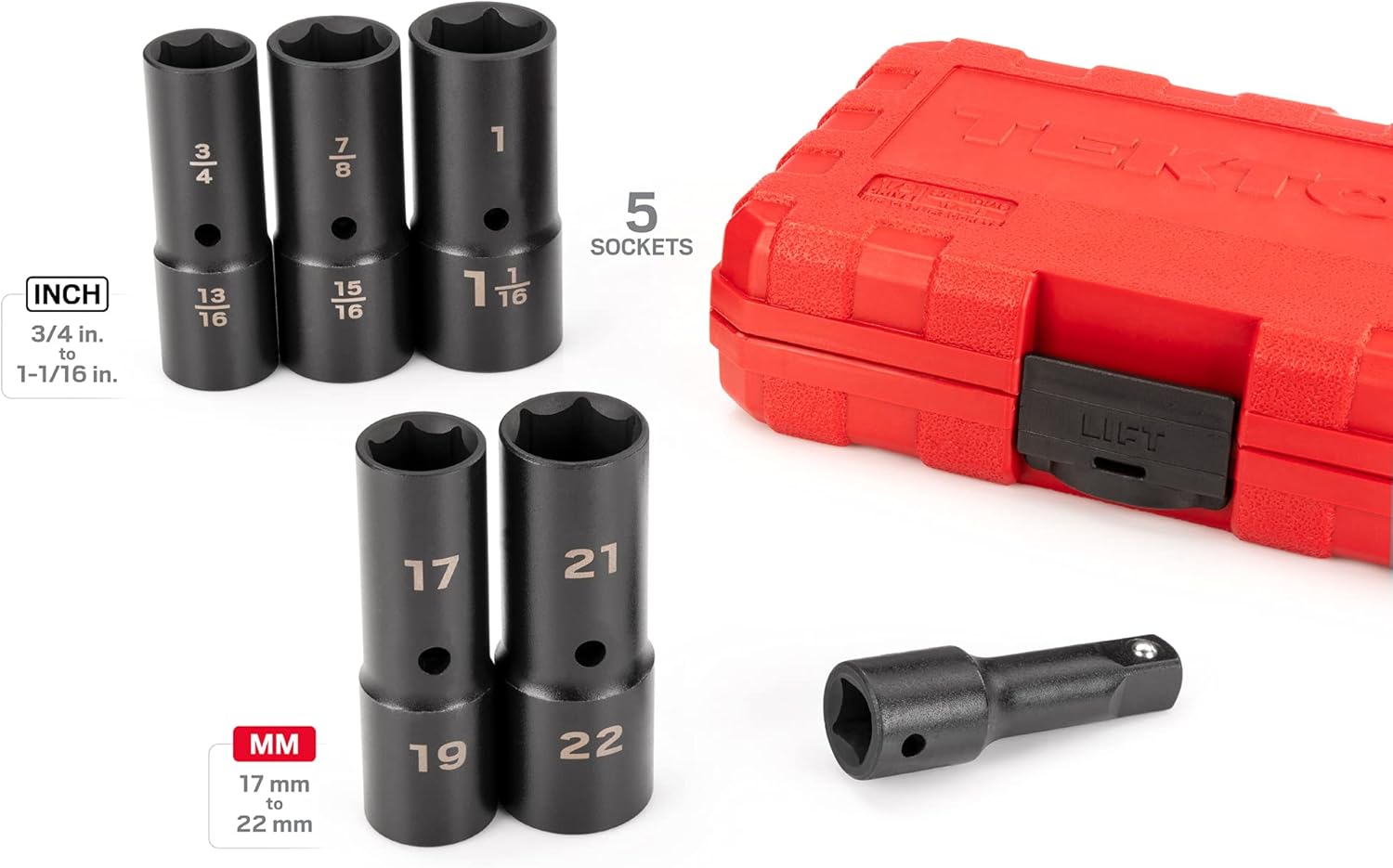 TEKTON 1/2 Inch Drive Thin Wall Impact Flip Socket Set (6-Piece) | SIF92400