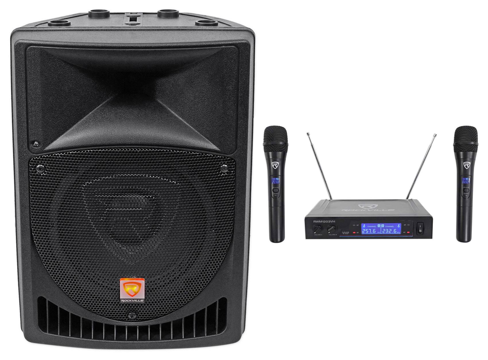 Rockville Rpg8 8& Powered Active 400 Watt PA Speaker w/Dual Wireless
