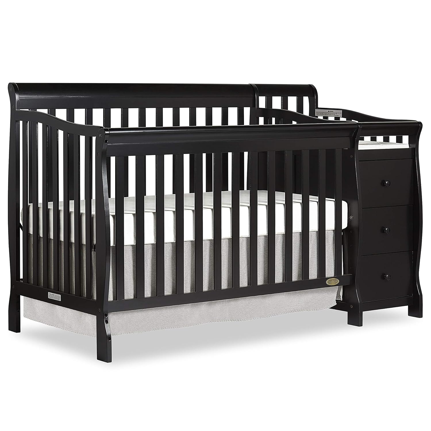 Dream On Me 5-in-1 Brody Convertible Crib with Changer in Black, Greenguard Gold Certified