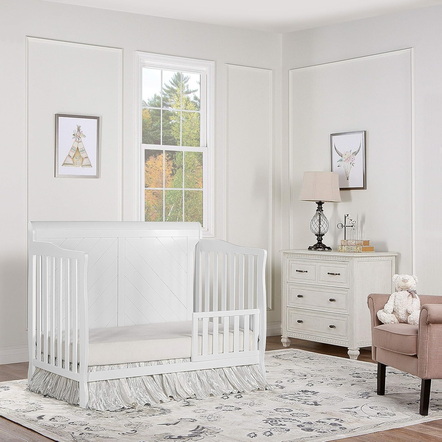 Dream On Me Ashton Full Panel 5-in-1 Convertible Crib, White , 54x33x44 Inch (Pack of 1)