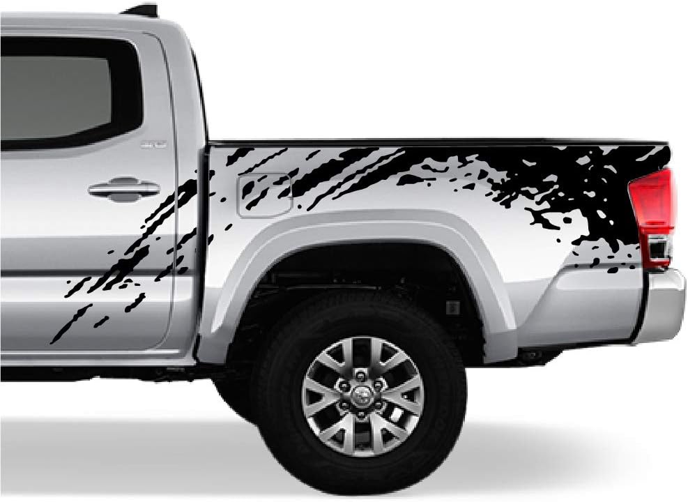 Bubbles Designs Decal Sticker Vinyl Bed Splash Mud Kit Compatible with Toyota Tacoma 2004-2017 (Black) Pack of 2