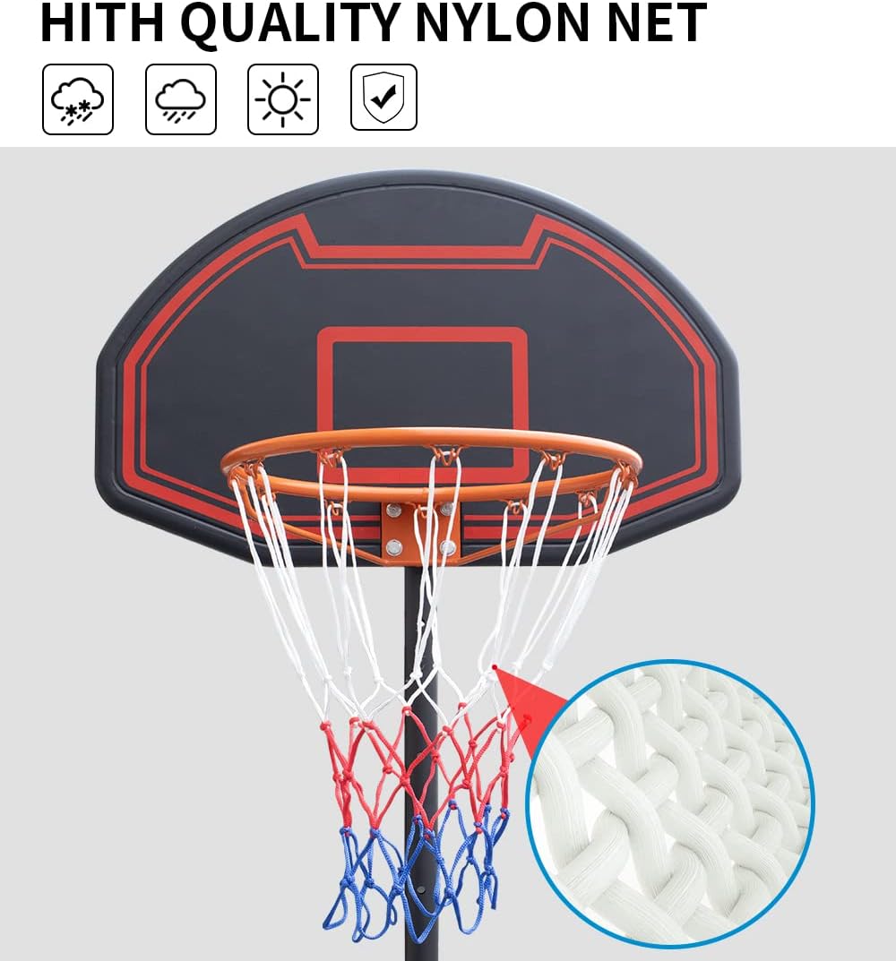 Height Adjustable Portable Basketball System, 44 Inch Backboard Red/White (Youth-Black)