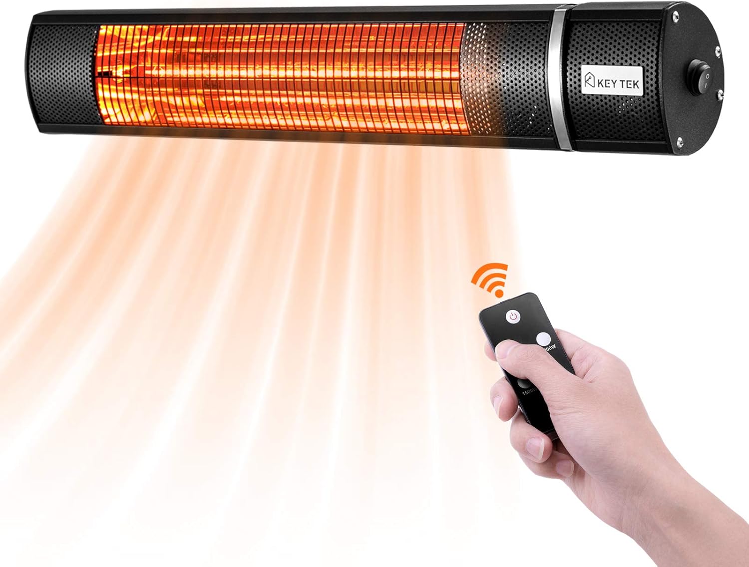 KEY TEK Wall-Mounted Patio Heater Electric Infrared Heater Indoor/Outdoor Heater Electric for Garage Backyard Wall Patio Heater Waterproof with Remote Control Golden Tube for Fast Heating, Silver