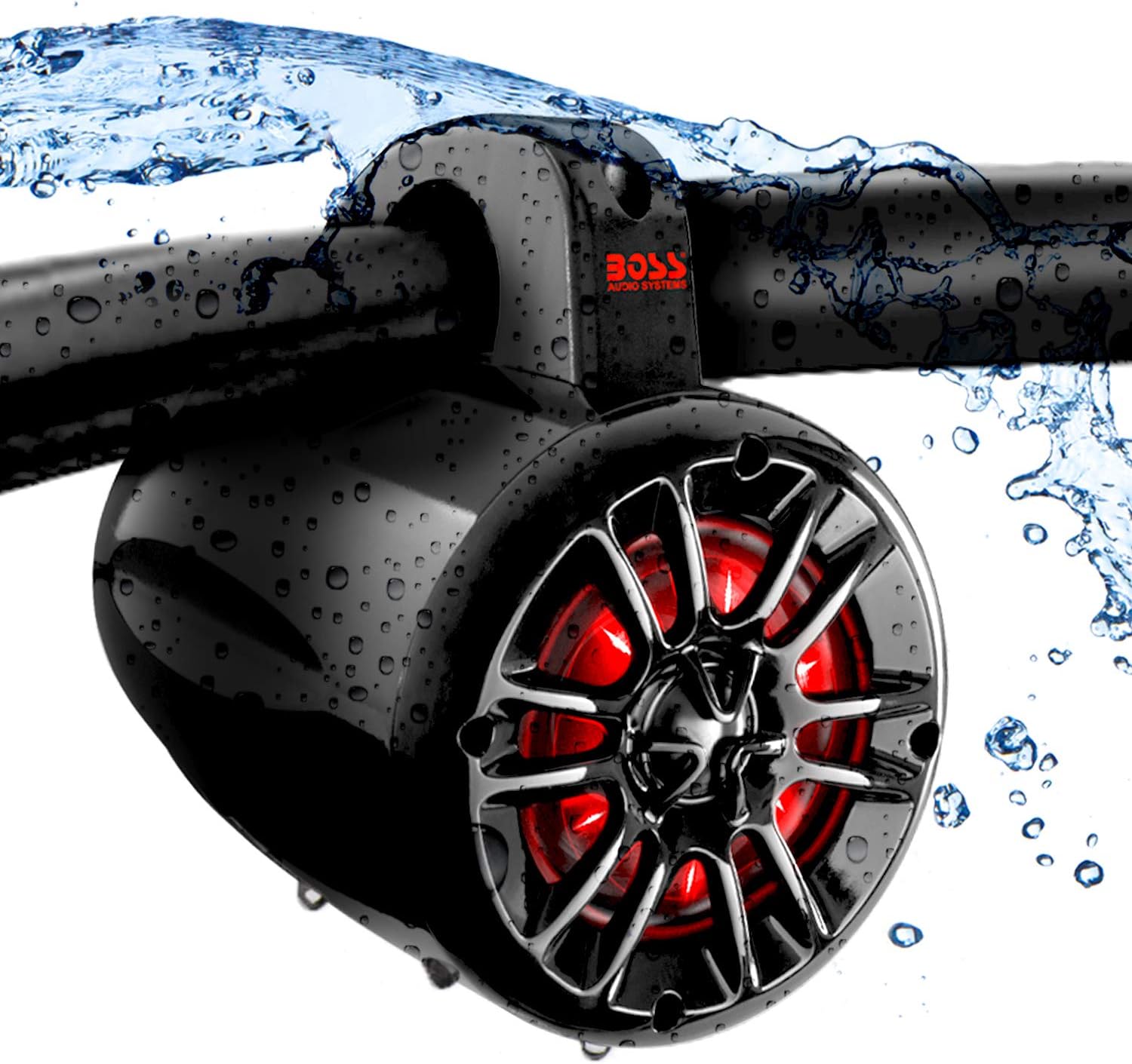 BOSS Audio Systems MRWT40RGB Marine Waketower Speaker System - 400 Watts of Power Per Pair, 200 Watts Each, 4 Inch, Full Range, 2 Way, RGB Led Illumination, Marine Grade, Weatherproof, Sold In Pairs