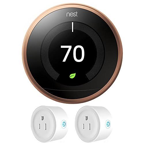 Nest T3021US Learning Thermostat 3rd Gen (Copper) + Deco Gear 2 Pack WiFi Smart Plug PVKBDD9