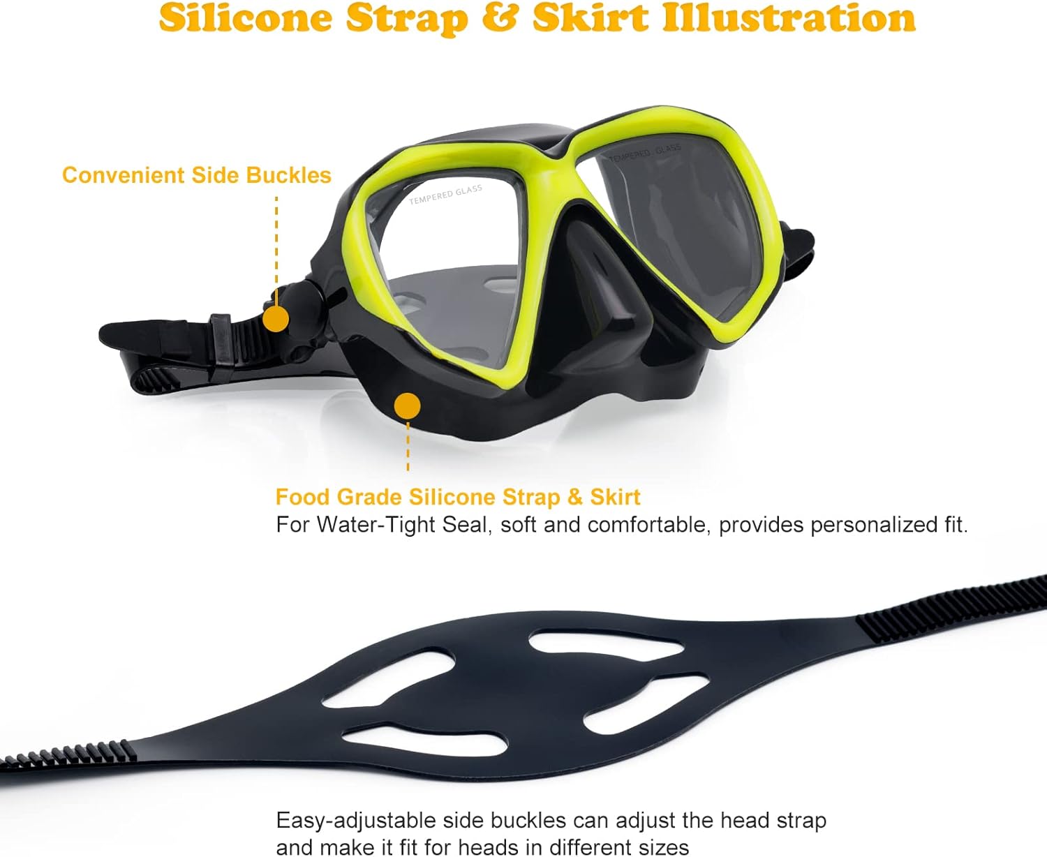 Adult Snorkeling Kit, Panoramic Anti-Fog Scuba Mask and Dry Snorkel Tempered Glass Swim Mask Professional Youth Snorkeling Mask Gear for Snorkeling Swimming Diving Pack of 2