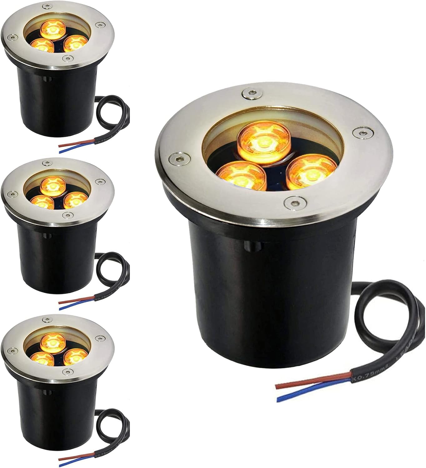 LED Buried Light 3W Warm White IP65 Outdoor LED Recessed 12V Garden Landscape Lighting (4 Packs)