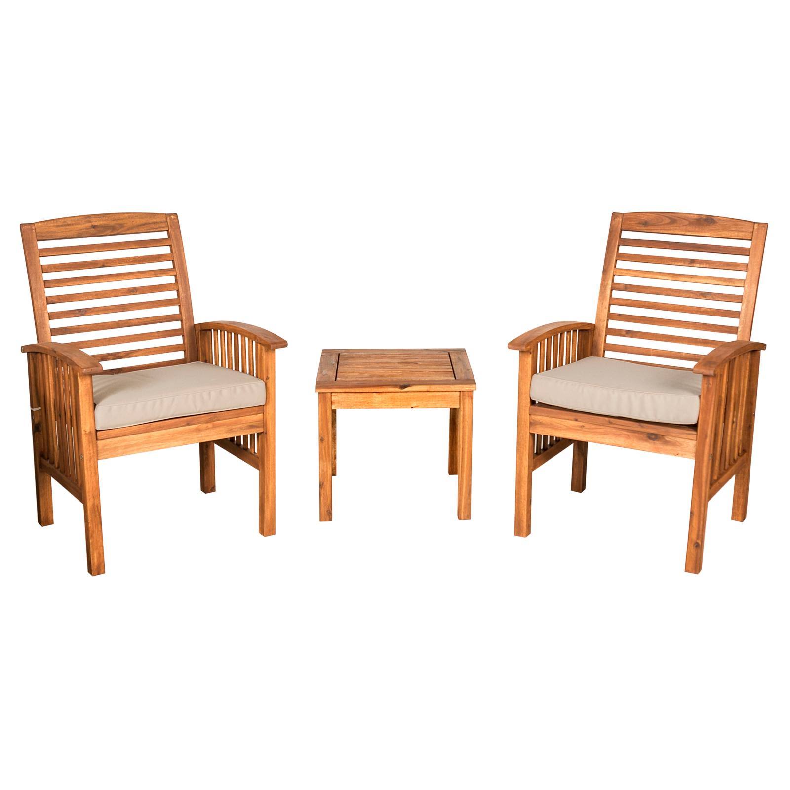 Manor Park Acacia Wood 3 Piece Patio Chat Set