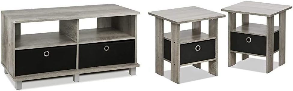 Furinno Entertainment Center w/2 Bin Drawers, Espresso/Brown Pack of 2