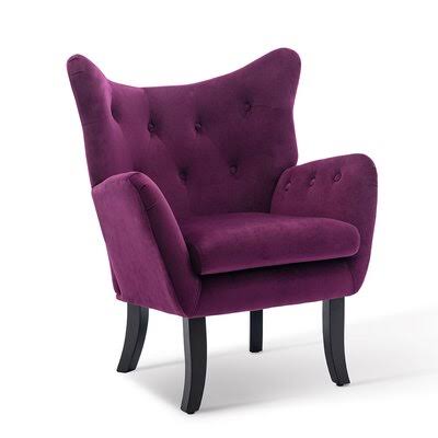 Velvet Wingback Accent Chair Armchair Modern Tufted Button Vanity Chair with Wooden Legs for Living Room Bedroom,Teal Blue Rosdo