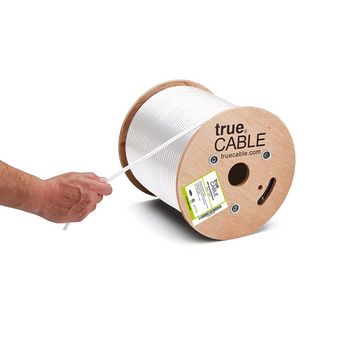 trueCABLE RG6 Quad Shield Coax, 500ft, Black, Riser Rated (CMR/CATVR/CL2), Bare Copper Conductor Coaxial Cable, 3GHz Sweep Tested