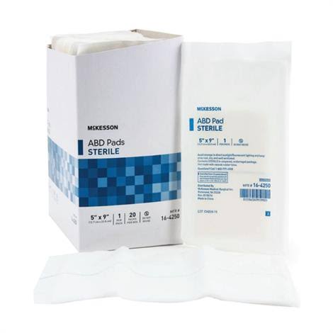 McKesson Non-Woven Sterile Combine Abdominal Pad,5 x 9 (12.7cm x 22.9Cm),20/Pack,20Pk/Case,16-4250