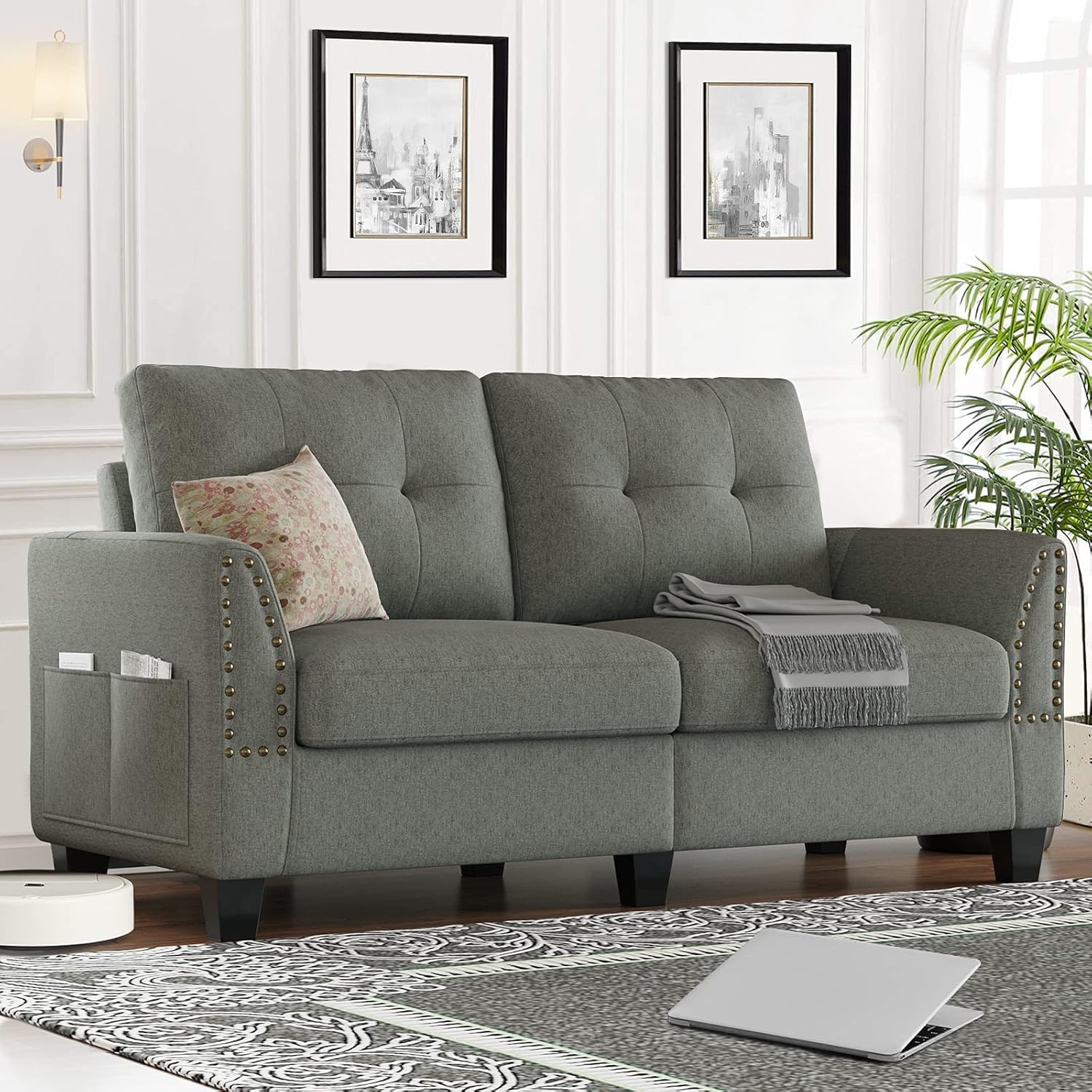 Belffin Loveseat Sofa Couch Small Love Seats Furniture Grey Loveseat for Small Spaces
