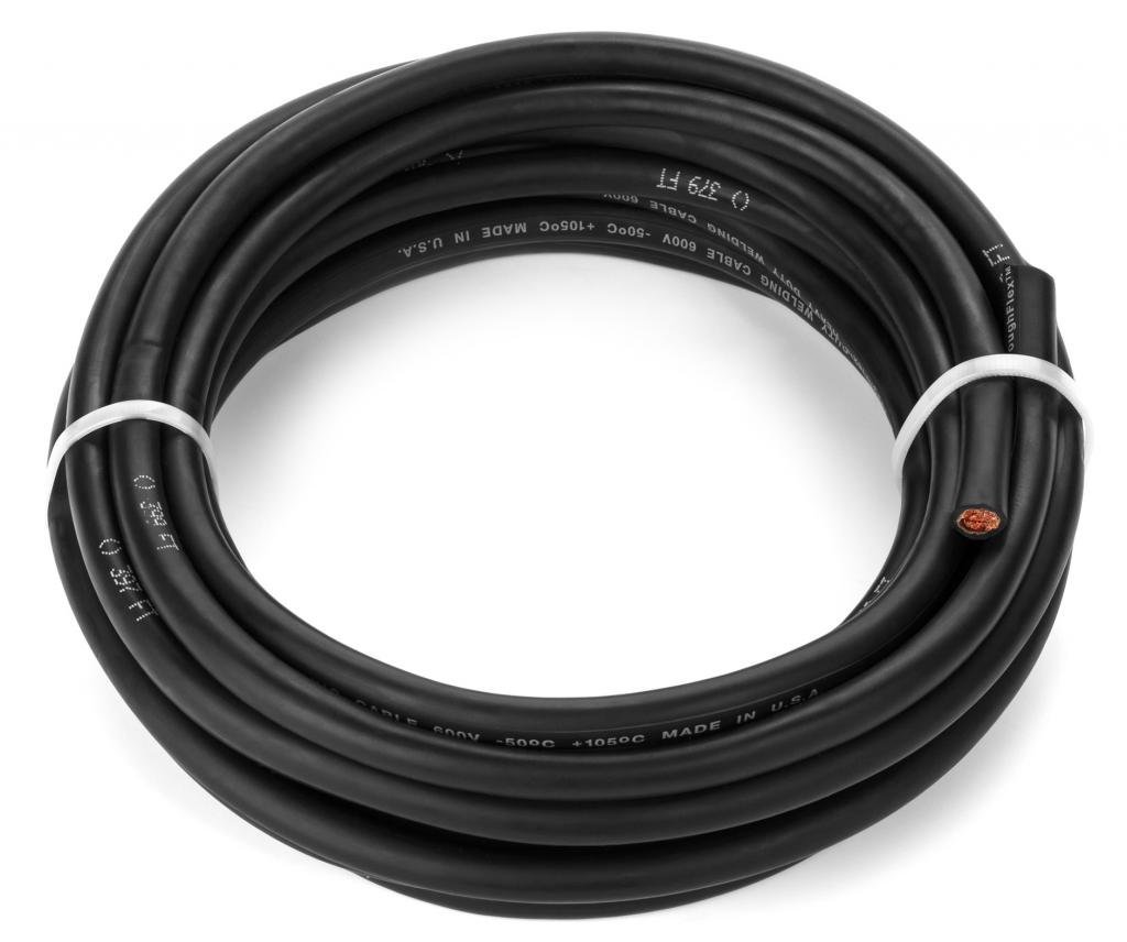 EWCS 2 Gauge Premium Extra Flexible Welding Cable 600 VOLT - Black - 25 Feet - Made in the USA Pack of 2