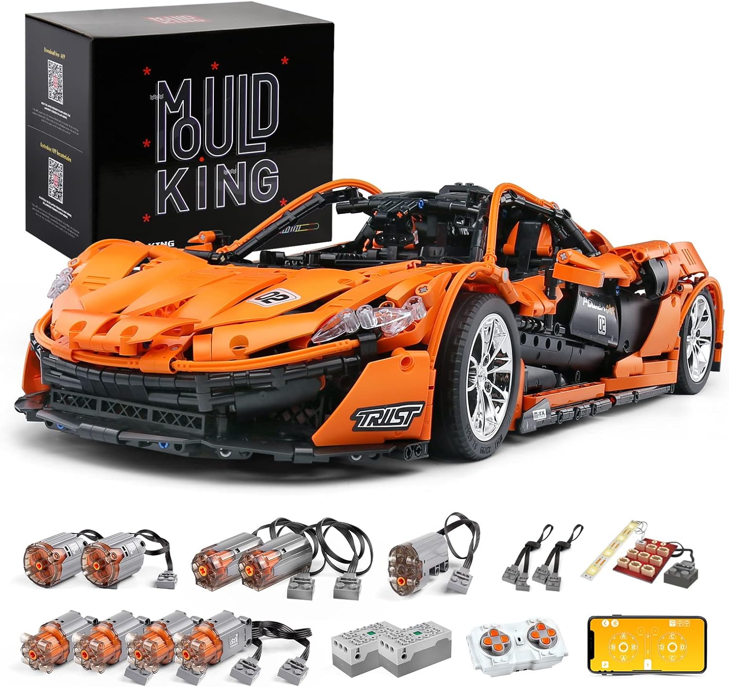 Mould King RC Toys Sport Car Building Kits, 3228 Pieces 1:8 Scale MOC Racing Car with Motor Building Blocks, Collection Model Cars Set