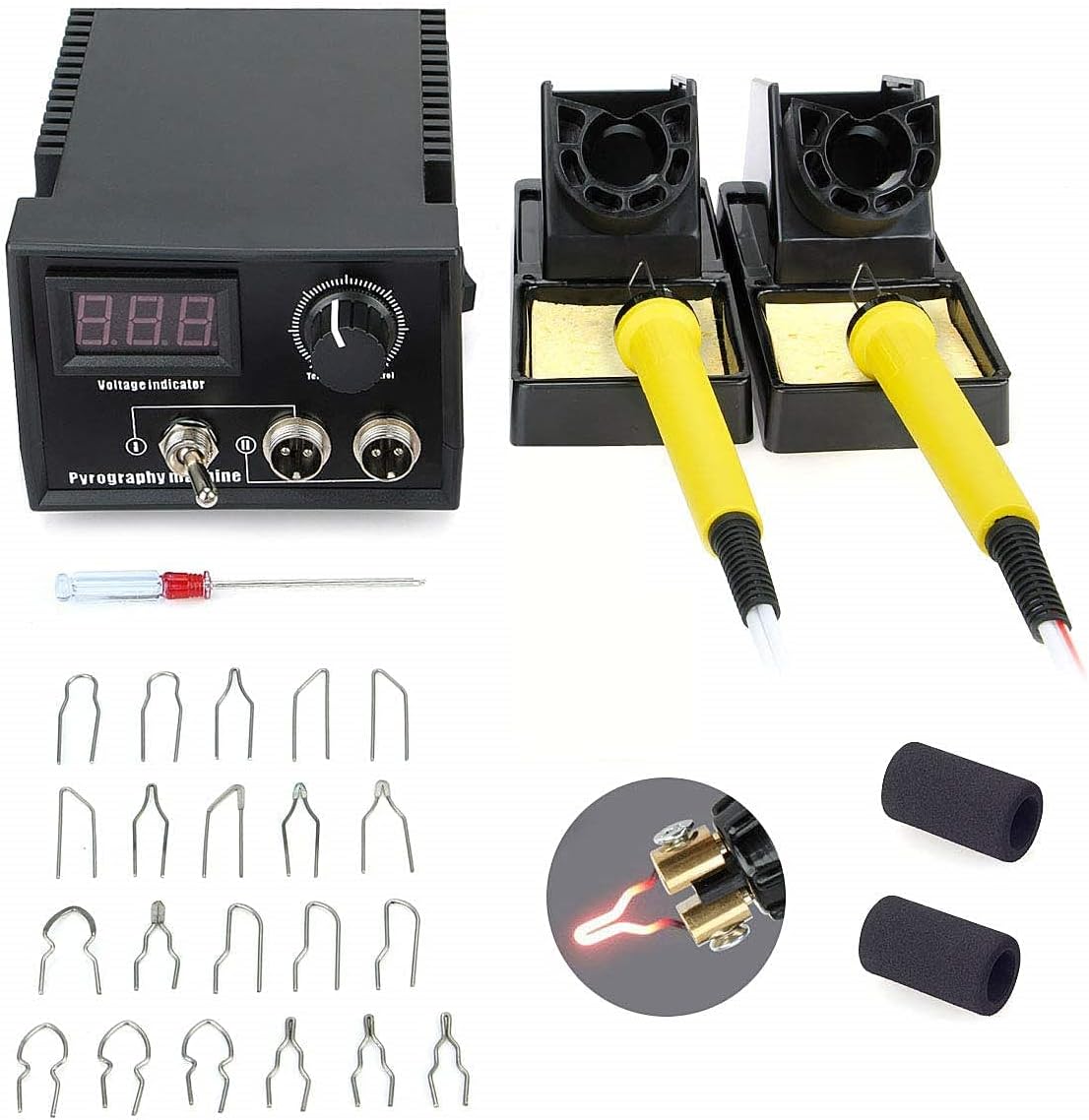 Pyrography Pen Wood Burning Tools Kit Digital Temperature Control Pyrography Machine with Soldering Pen and Tips Wood Crafting Tools for Carving Embossing
