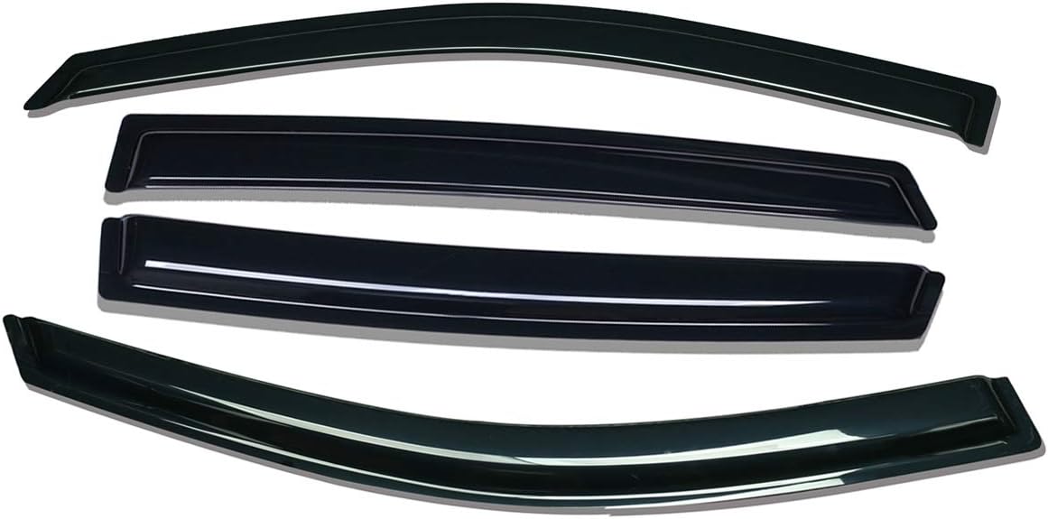 Lightronic WV94376 Tape-on Side Window Visor Deflector Rain Guard, Dark Smoke Shatterproof, 4 PCS Set for 2015-2021 Subaru Outback