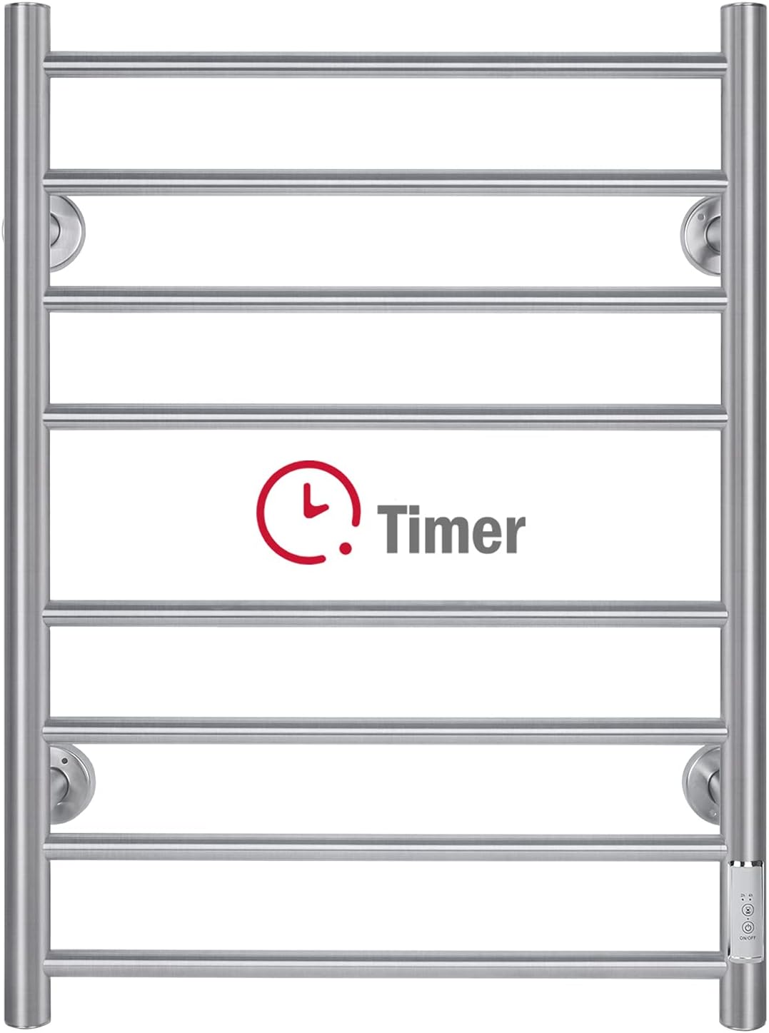JSLOVE Towel Warmer Wall Mounted Heated Towel Racks for Bathroom, Stainless Steel Hot Towel Rack with Timer (8 Bars Silver)