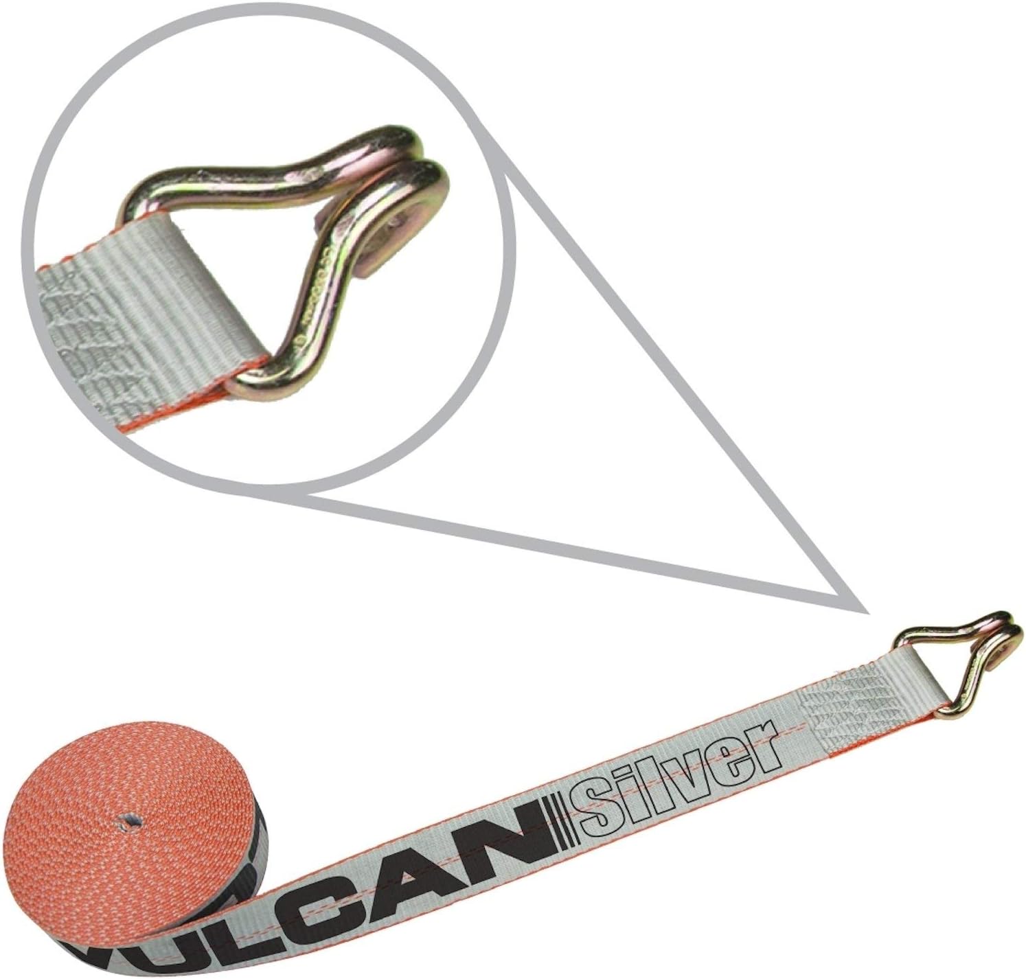 VULCAN Winch Strap with Wire Hook - 2 Inch x 30 Foot, 4 Pack - Silver Series - 3,300 Pound Safe Working Load Pack of 2