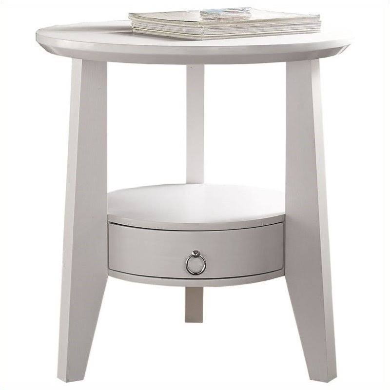 Bowery Hill 1 Drawer Accent Table in White - BH-496105