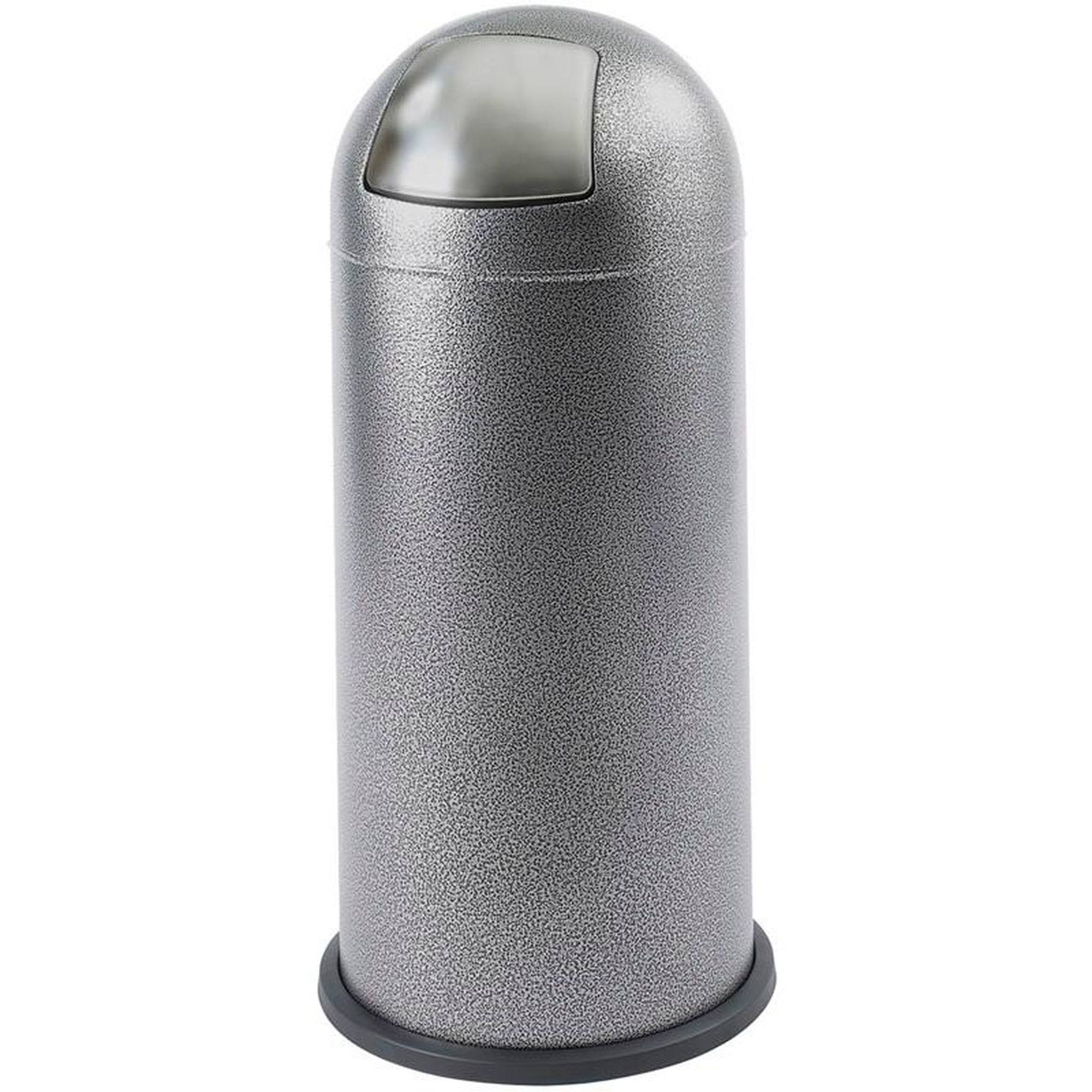 Safco Push Top Dome Receptacles - Trash can - push lid - 15 gal - powder-coated steel - black speckle