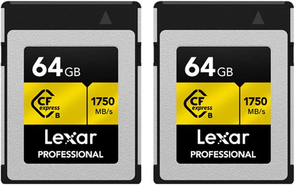 Lexar LCFX10-64GCRBNA Professional CFexpress Type B 64 GB Memory Card 2 Pack