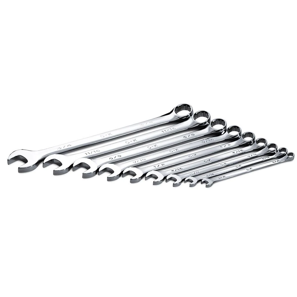 SK Hand Tool (86016) 9 Piece SuperKrome Fractional Long Pattern Combination Wrench Set