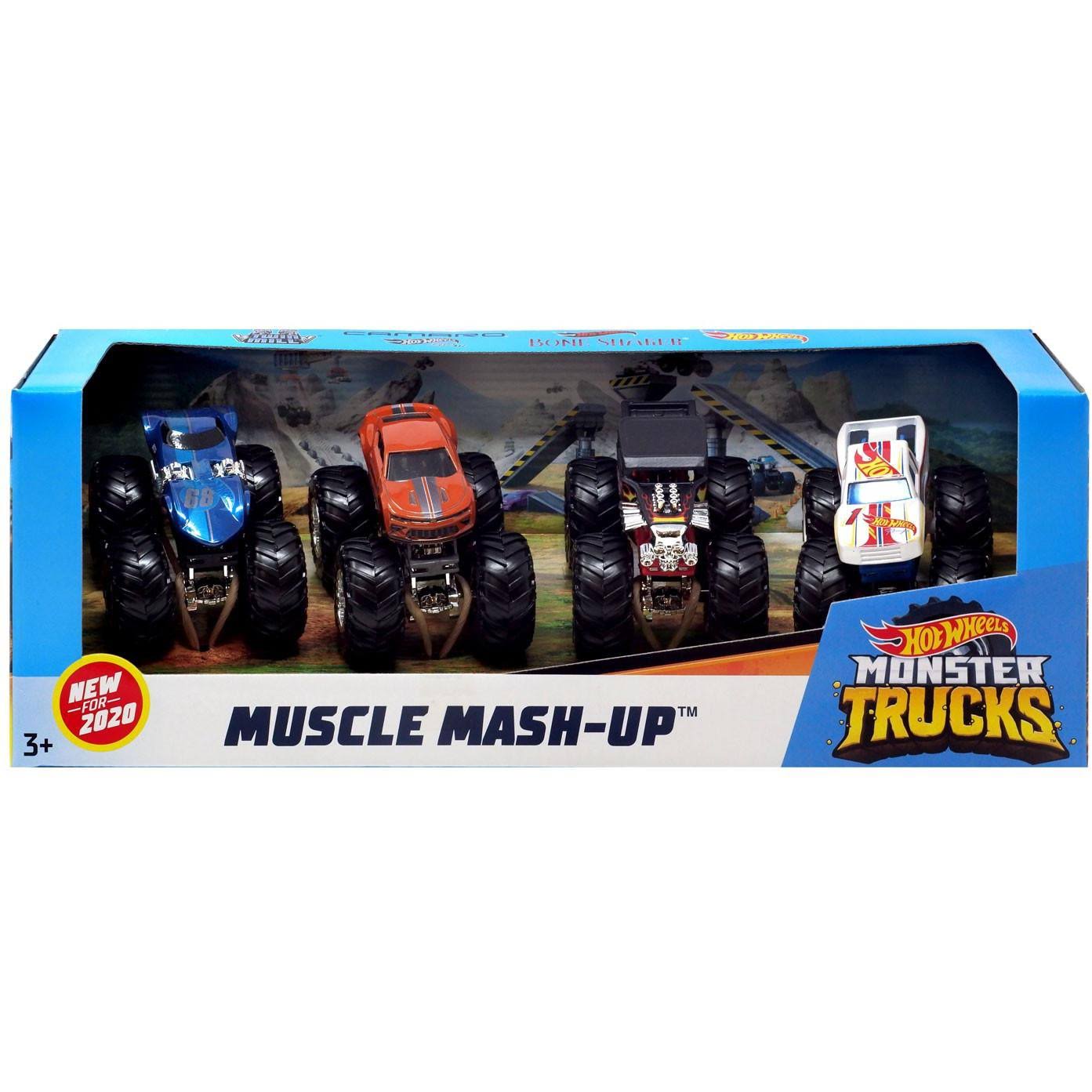 Hot Wheels Monster Trucks Muscle Mash-Up Diecast Car 4-Pack