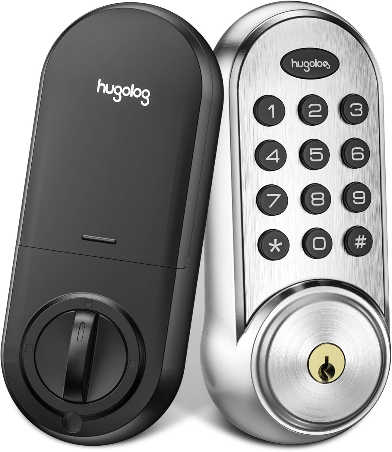 Hugolog Deadbolt Lock Electronic ,Keypad Keyless Entry Door Lock Motorized Auto-Locking Easy to Install High Security Material for Metal Home & Office Pack of 2