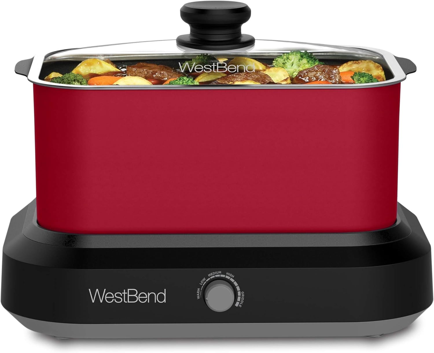 West Bend 87906B Versatility Slow Cooker Large Capacity Non-Stick Dishwasher Safe Variable Temperature Control Includes Travel Lid & Thermal Carrying Case, 6-Quart, Blue Pack of 2