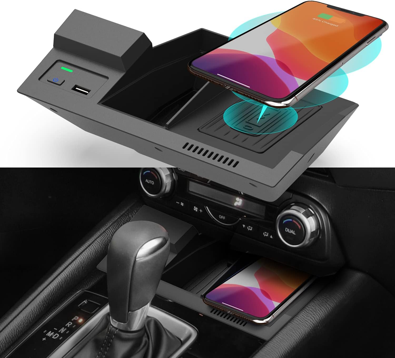 CarQiWireless Wireless Car Charger for Mazda CX5 2017-2021 2022 Accessories, Wireless Phone Charging Pad for CX-5 2017 2018 2019 2020 2021 Pack of 2