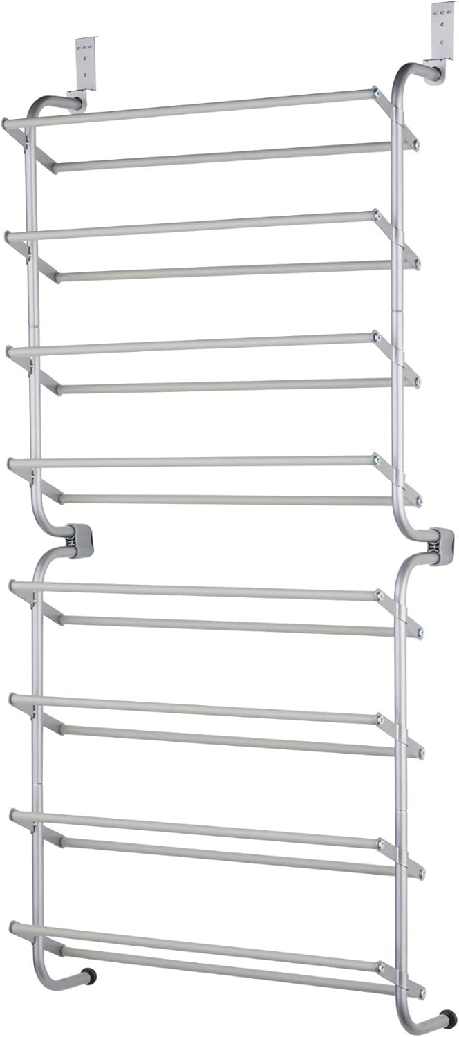 Shoe Rack Organizer, 24 Pair Shoe Storage Cabinet with Door Expandable Plastic Shoe Shelves (WHITE)