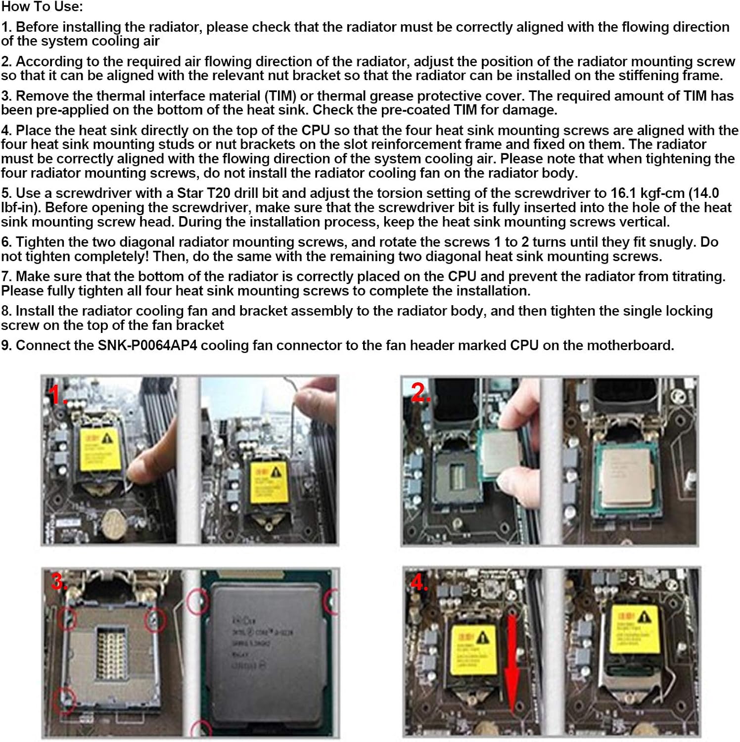 CPU Cooler for SNK‑P0064AP4 AMD EPYC 7000 Socket SP3 for CPU Heat Sink, 4Pin CPU Heat Sink Cooling Accessories for CPU Heatsink for Desktop