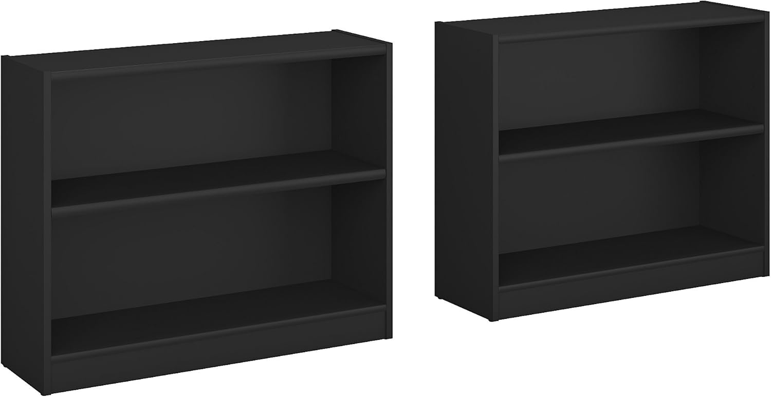 Bush Furniture Universal 5 Shelf Bookcase Set of 2 in Classic Black