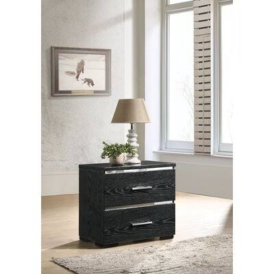 2 - Drawer Nightstand in Black Mercer41