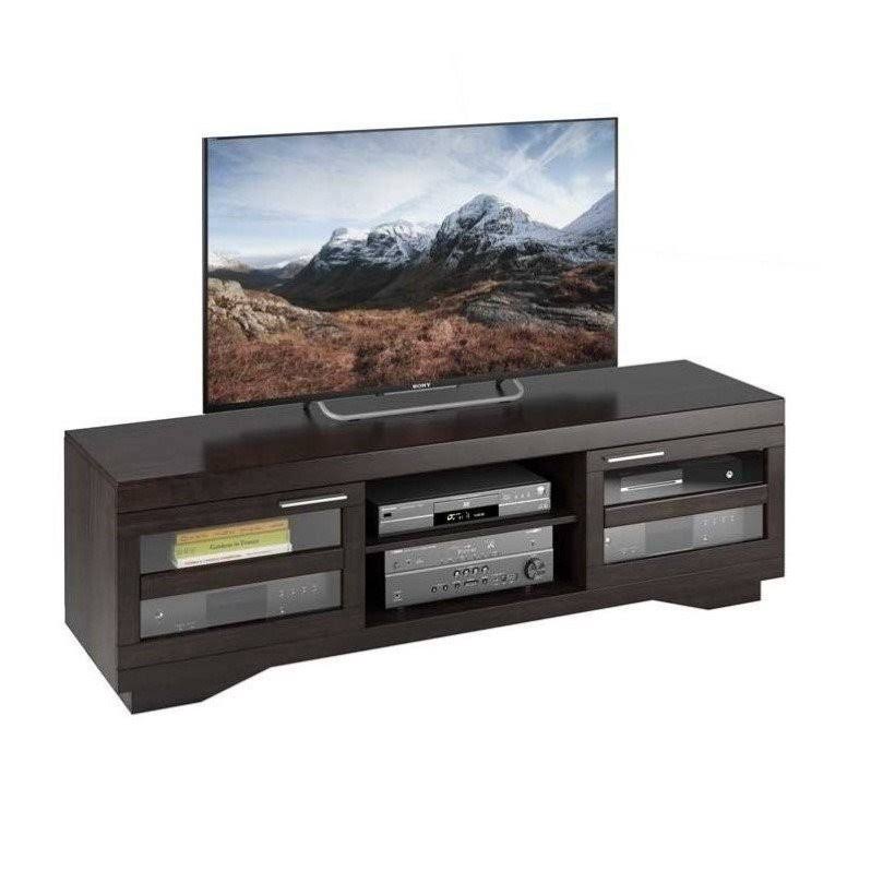 Atlin Designs 66x22 Wood Veneer TV Stand in Mocha Black