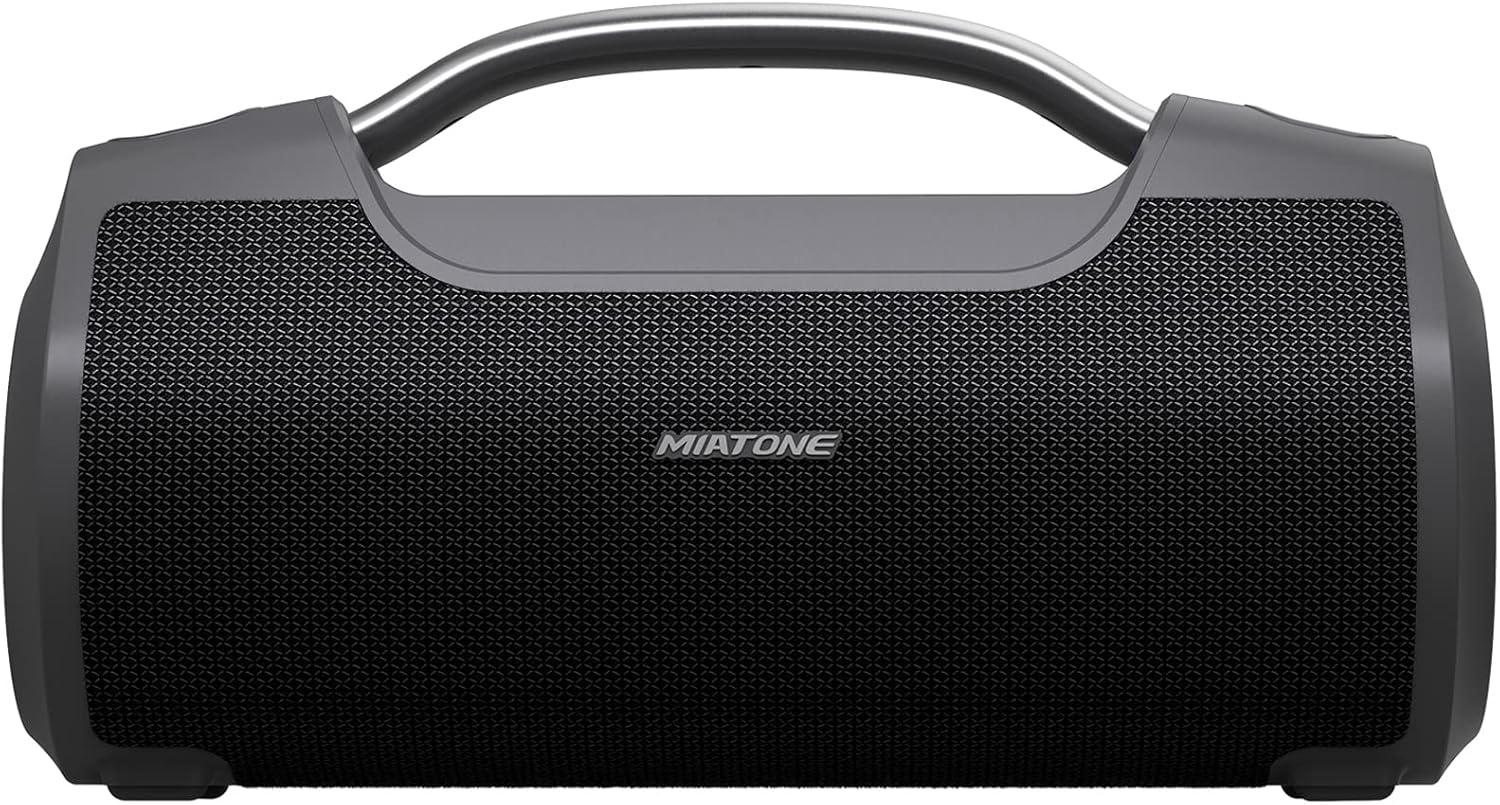 MIATONE 60W Portable Bluetooth Speaker with Titanium Subwoofer, Outdoor Waterproof Wireless Loud Portable Big Bluetooth Speakers, Build-in Power Bank for Camping Garden Party(Black)