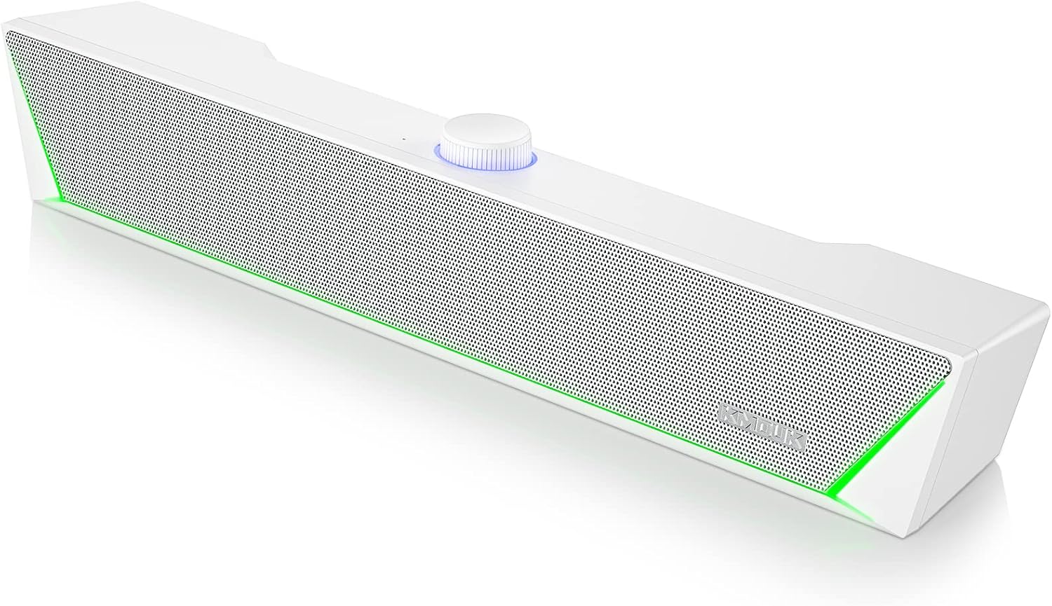 KMOUK Computer Sound Bar, Dynamic LED Gaming Soundbar, PC Speaker with HiFi Stereo, Bluetooth 5.0 & 3.5mm Aux-in Connection, USB Powered Computer Speakers for Desktop, PC, Laptop, Tablets,White Pack of 2