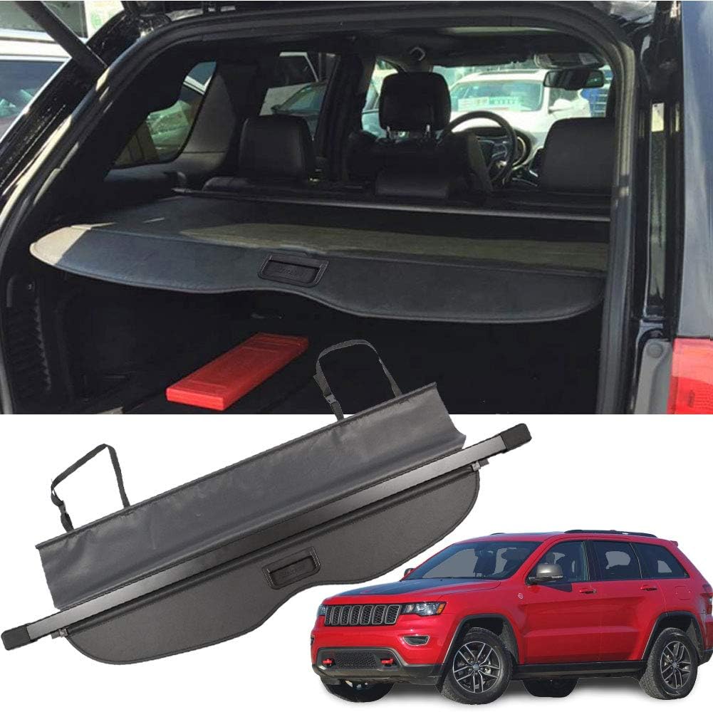 Marretoo Cargo Cover Factory Style for Jeep Grand Cherokee Cargo Trunk Cover Accessories 2011-2020 2021 Black Retractable Trunk Security Shield Shade（Not fit 2021 Winter-2022 Jeep Grand Cherokee L）