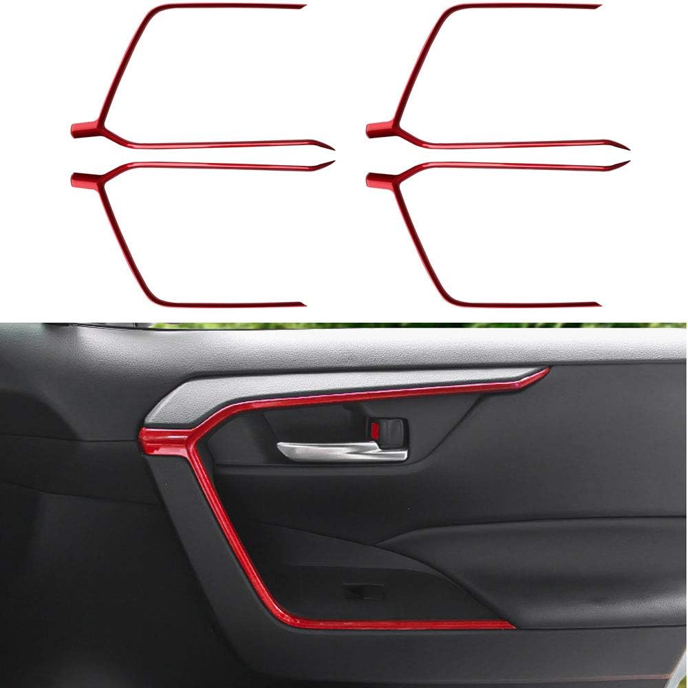XITER 4pcs ABS Electroplating Red Inner Door handle Cover Trim Interior Frame Panel Covers For Toyota RAV4 2019 2020 Pack of 2