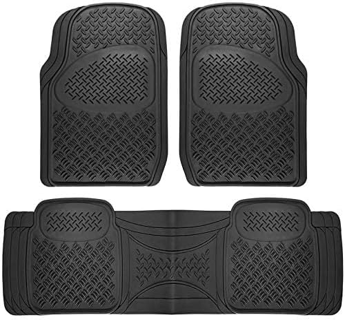 Motorup America Auto Floor Mats (3-Piece Set) All Season Rubber - Fits Select Vehicles Car Truck Van SUV, Diamond Black