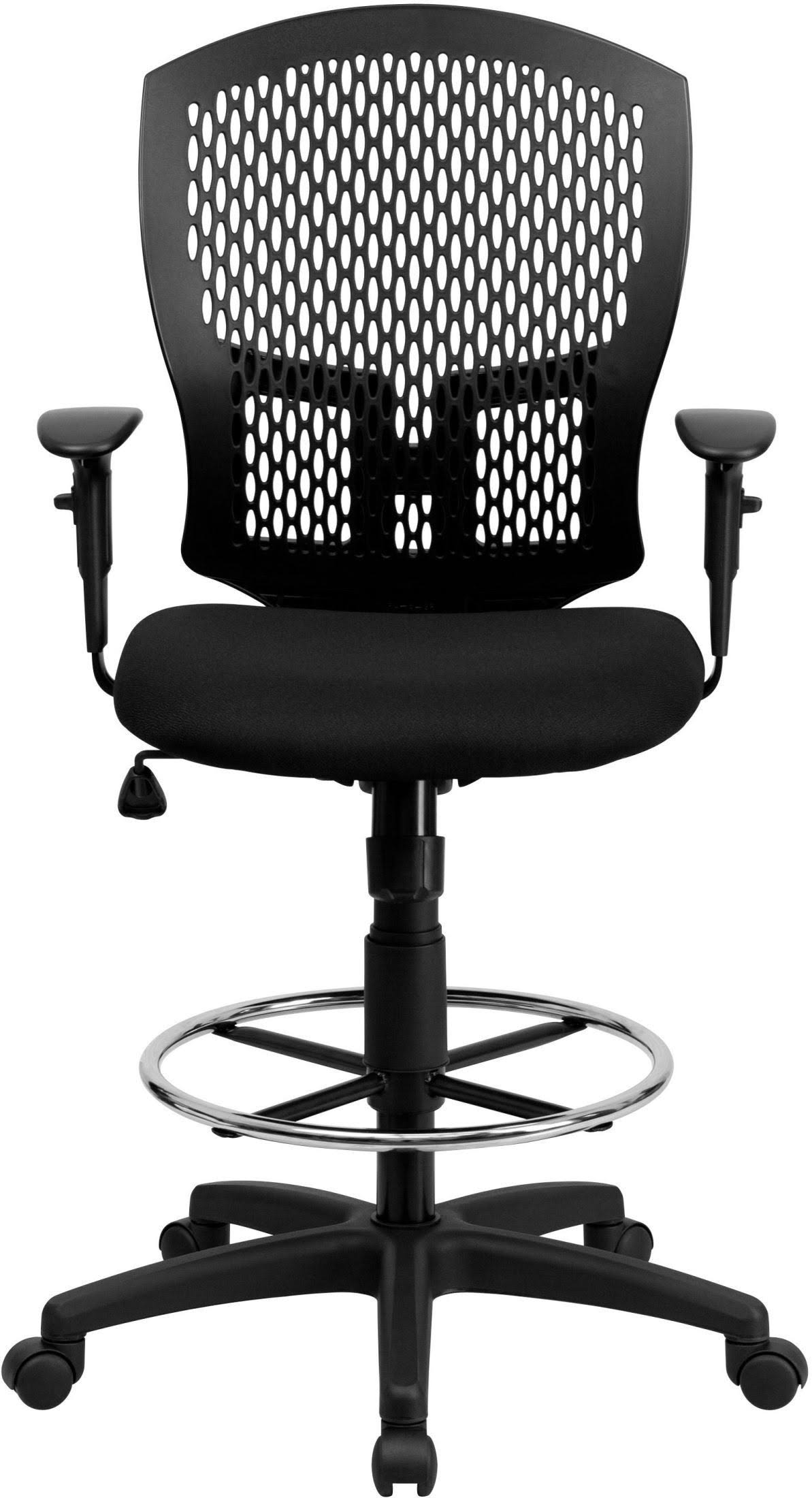 Flash Furniture Mid-Back Designer Back Drafting Chair with Fabric Seat u0026 Adjustable Arms