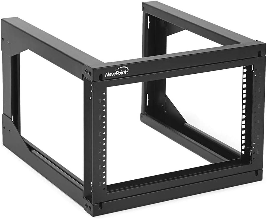 NavePoint 6U Wall Mount Open Frame Network Rack, Swing Out Hinged Gate,24 Inch Depth, Holds Network Servers and AV Equipment, Easy Rear Access to Equipment, Gate Opens 180 Degrees from Either Side
