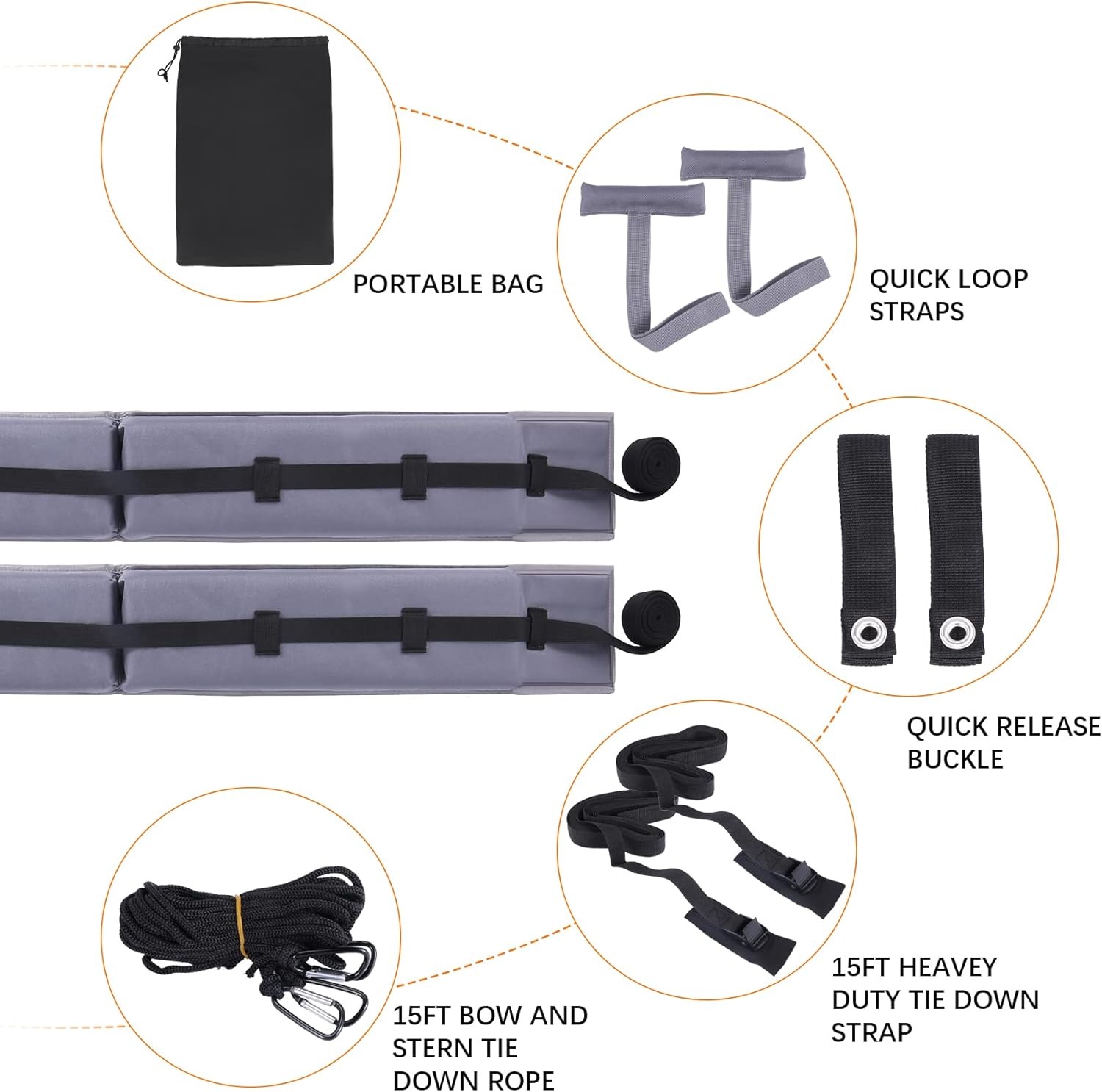 Rxicdeo Universal Foldable Car Soft Roof Rack Pads with Straps