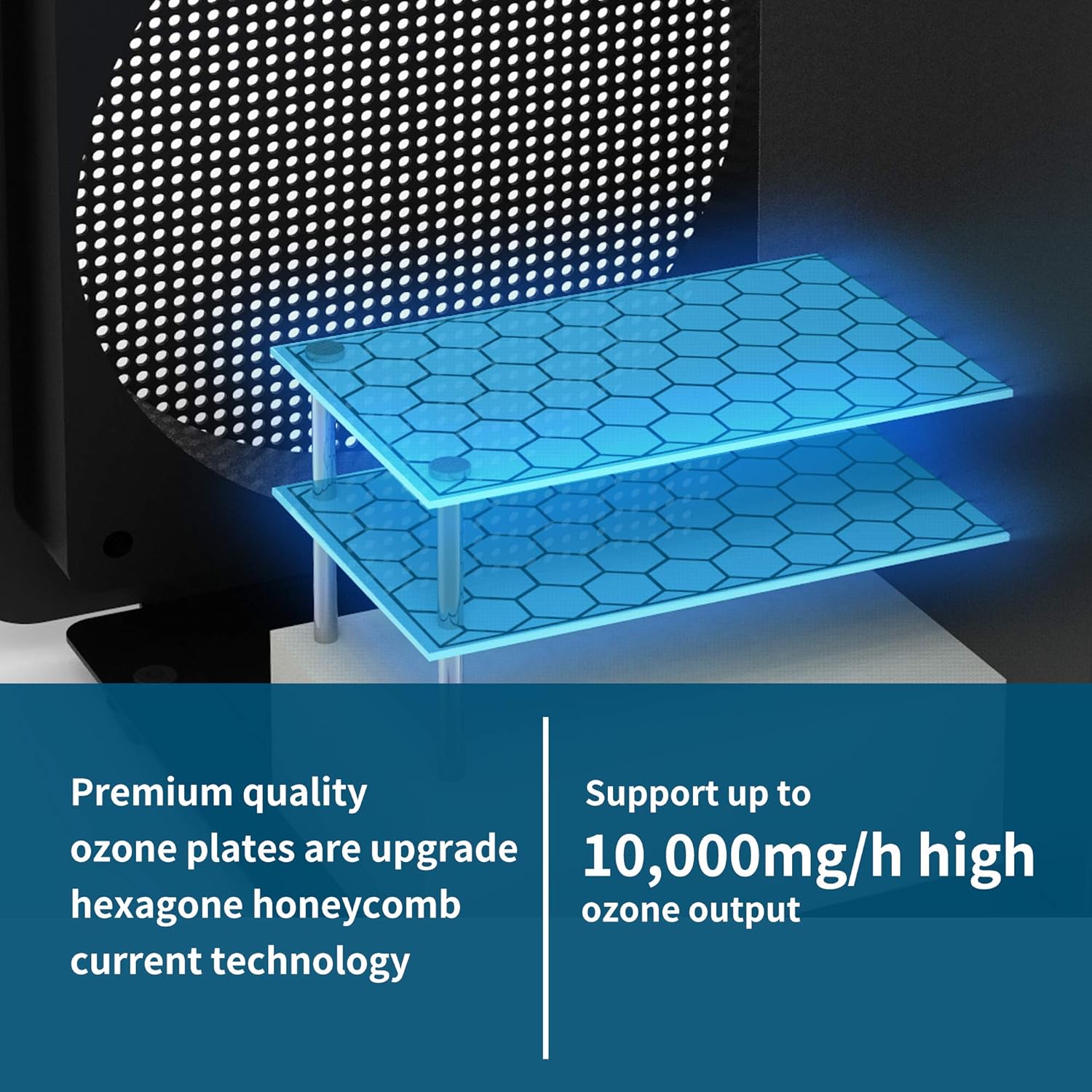 FIWOTTTDA Commercial Ozone Generator 10,000mg High Capacity for Home Rooms, Smoke, Cars, and Pets, Black Pack of 2