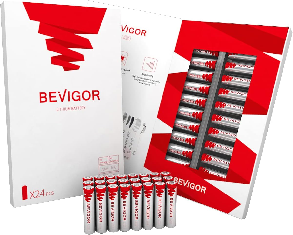 Bevigor AAA Lithium Batteries, 24Pack Lithium Iron Triple A Batteries, 1.5V 1100mAh Longer Lasting AAA Batteries for Flashlight, Toys, Remote Control, Non-Rechargeable