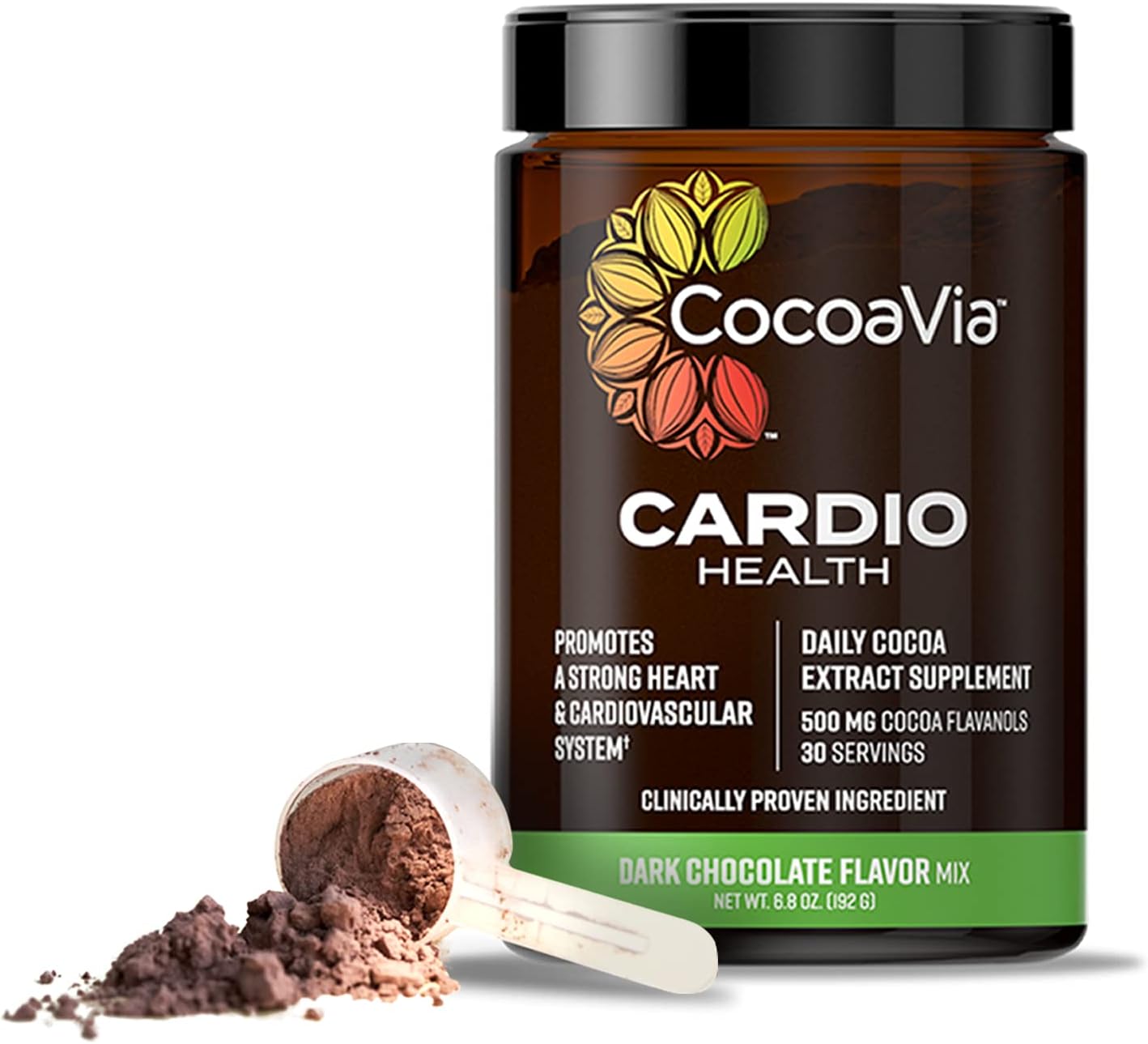 CocoaVia Cardio Health Cocoa Powder, Healthy Heart, Blood Pressure, Nitric Oxide Booster, Workout Superfood, Energy Boost, Sugar Free, Vegan, Plant Based, Dark Chocolate, 500mg Flavanols, 30 Servings Pack of 2